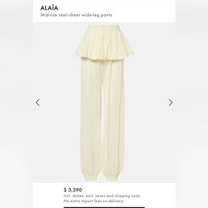 $3390 Alaia yellow sheer balloon peplum pants